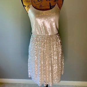 Express silver sequin party dress xs
